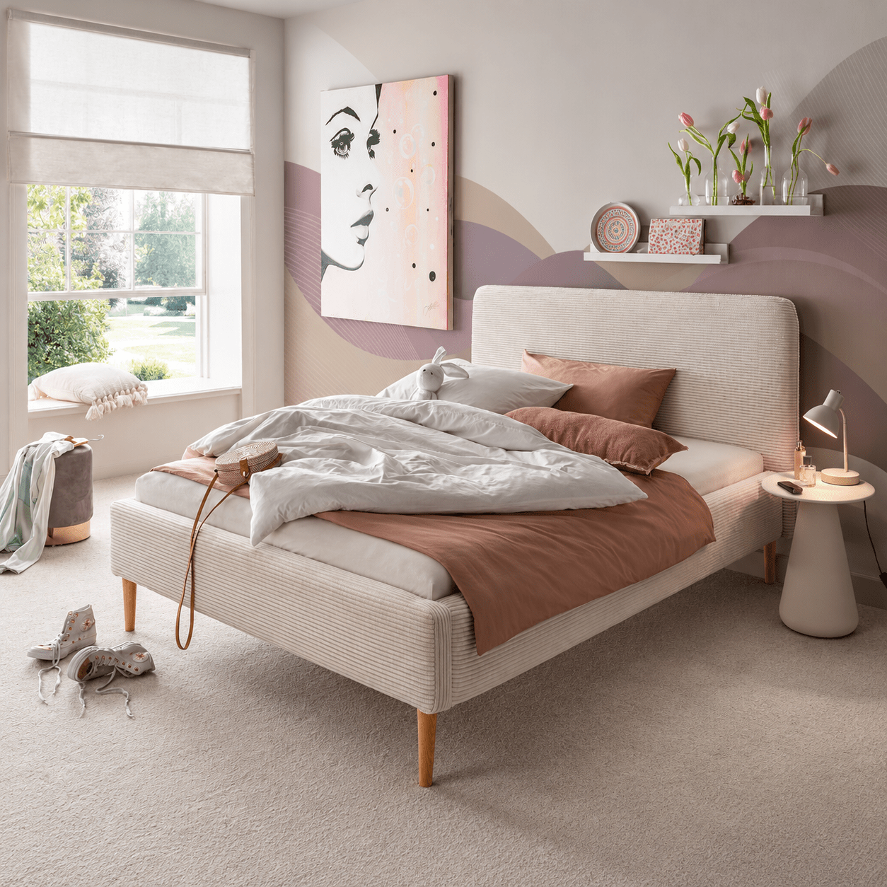 Infanskids gestoffeerd kinderbed juna in scandinavische kinderkamer