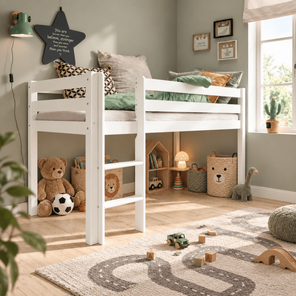 vaste rechte ladder infanskids pino halfhoogslaper wit links of rechts te monteren