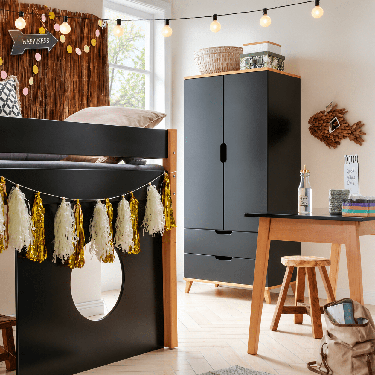 Infanskids Infanscolor Halfhoogslaper Complete Kinderkamer Set Antraciet/Beuken - Afbeelding 4