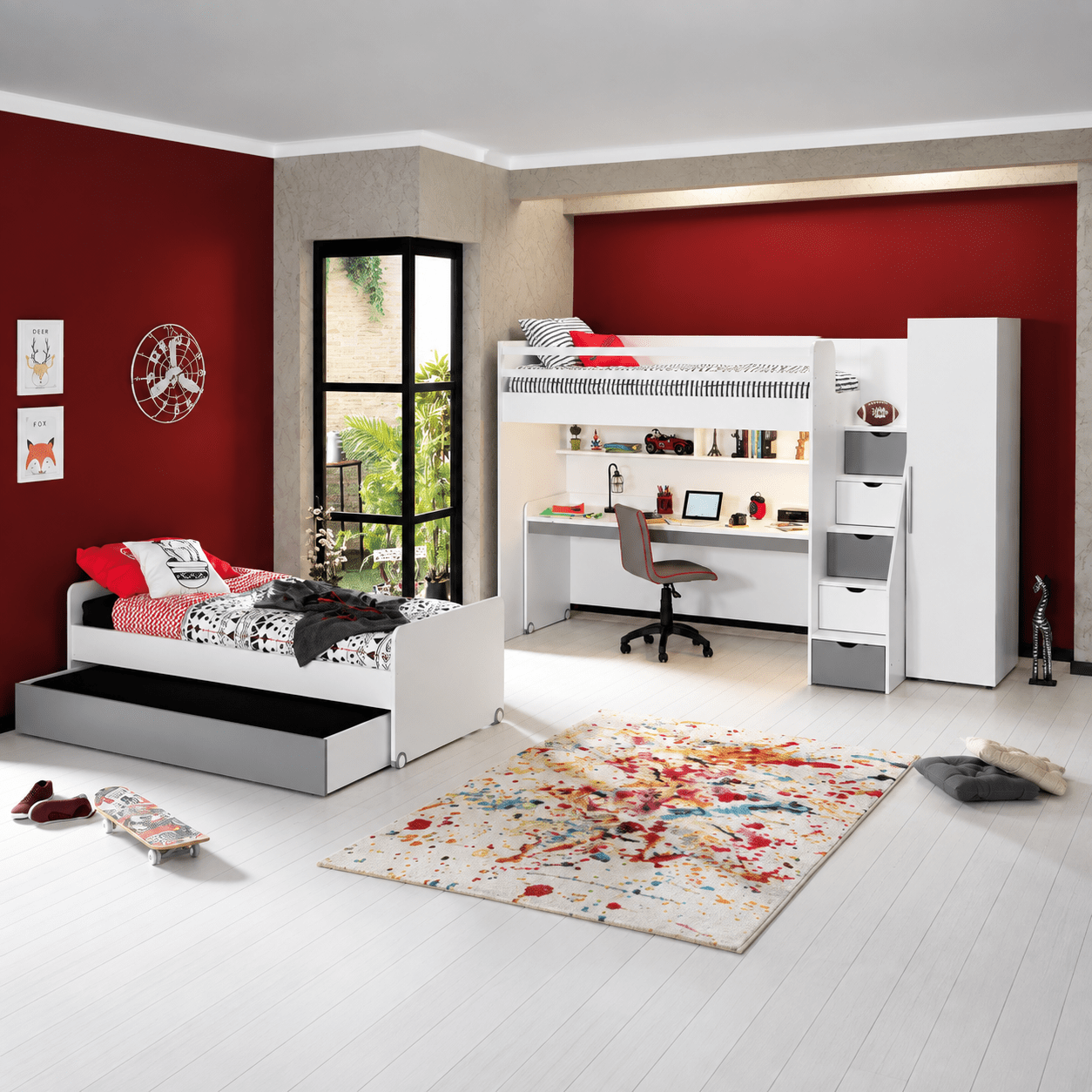 almila neo complete kinderkamer set hoogslaper wit grijs zelf samenstellen