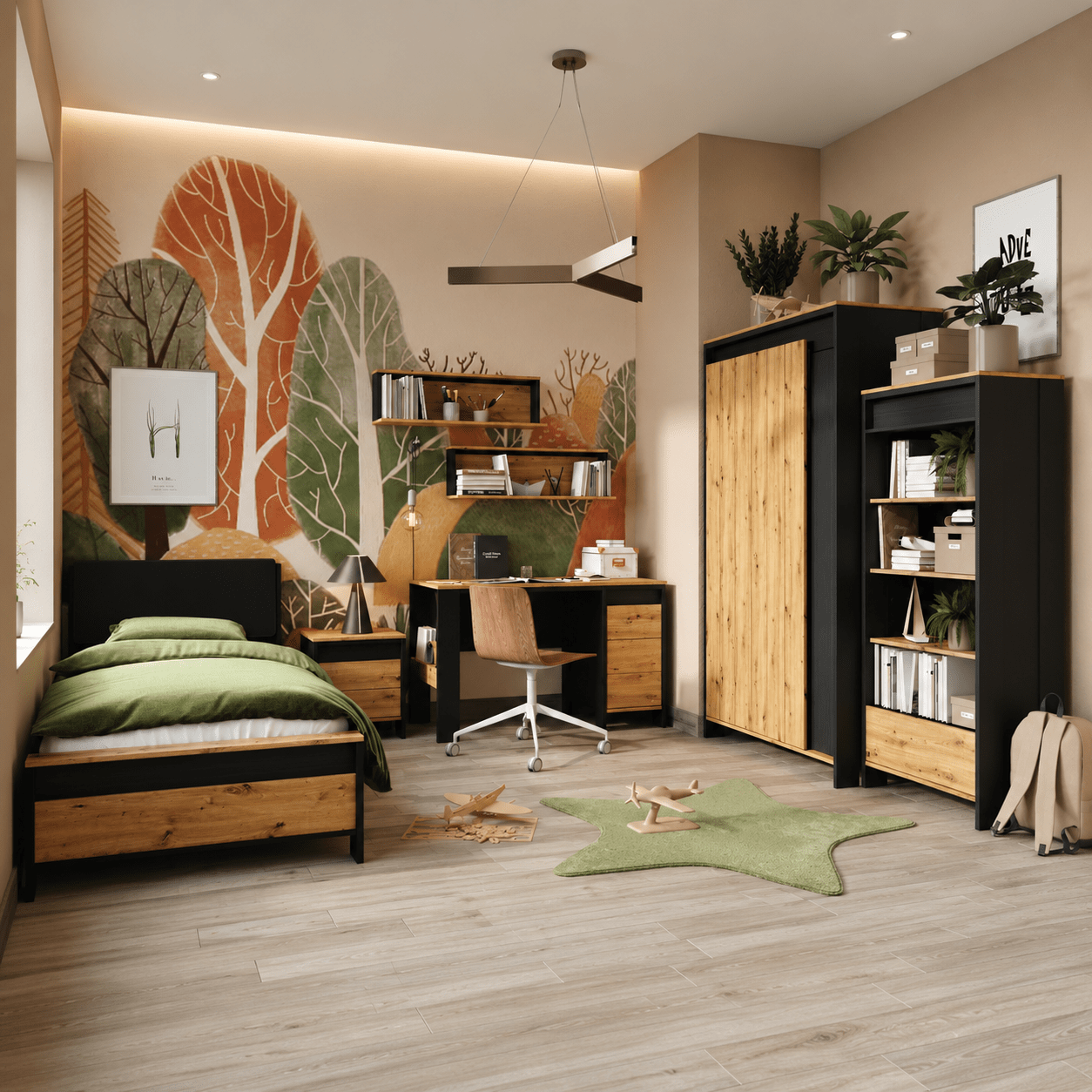 Lenart SPOT complete kinderkamer set in artisan eiken en grijs