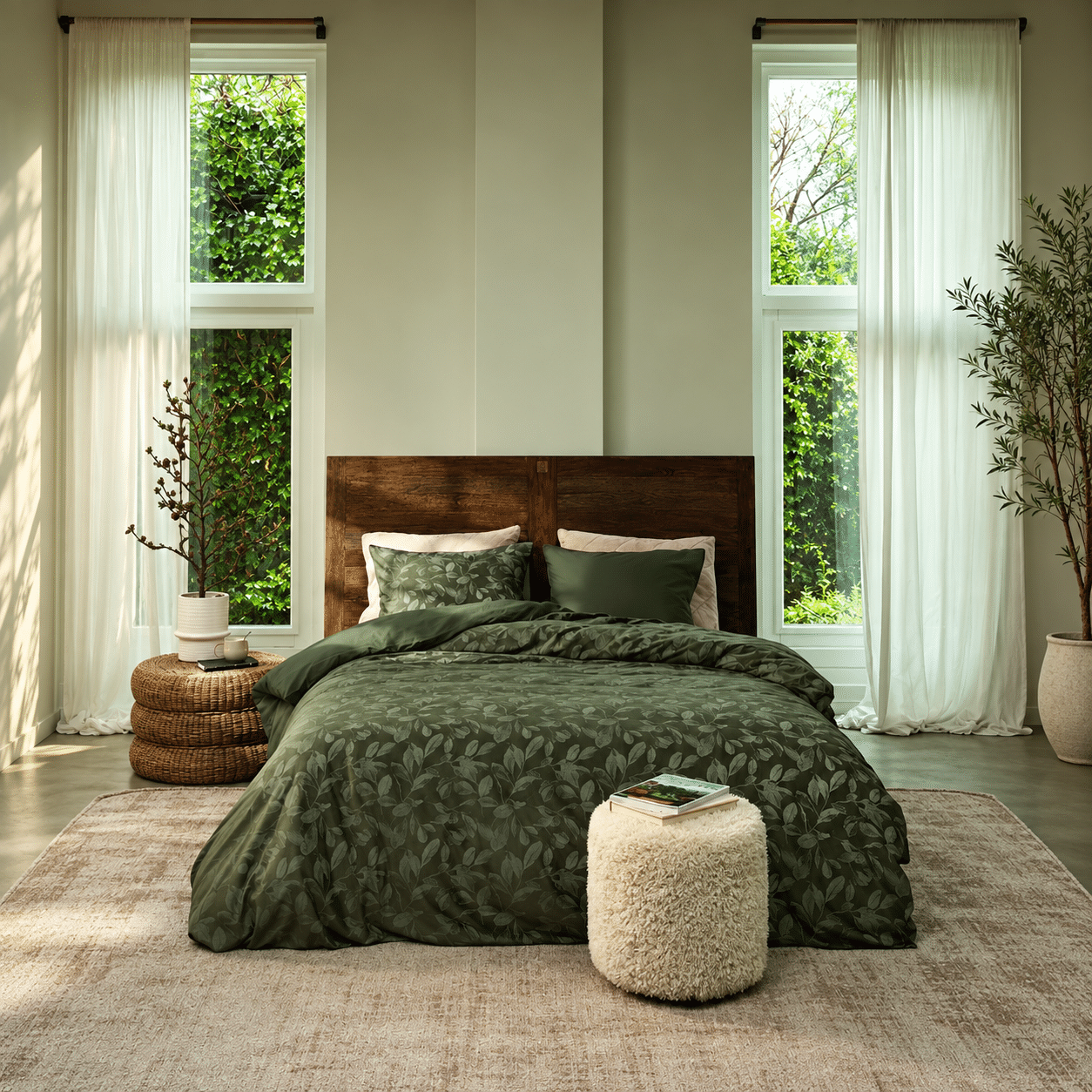 Rivièra Maison Sanu Dekbedovertrek - Olive Green - Afbeelding 2