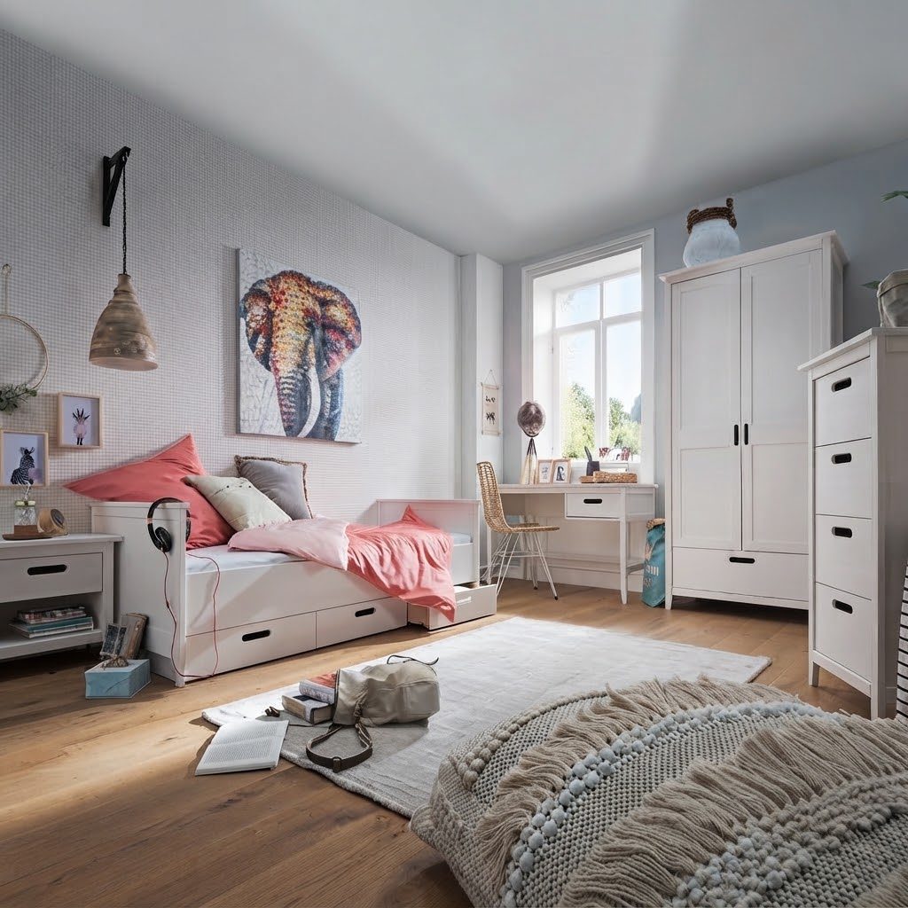Infanskids Solvita complete kinderkamer in wit gelakt grenenhout