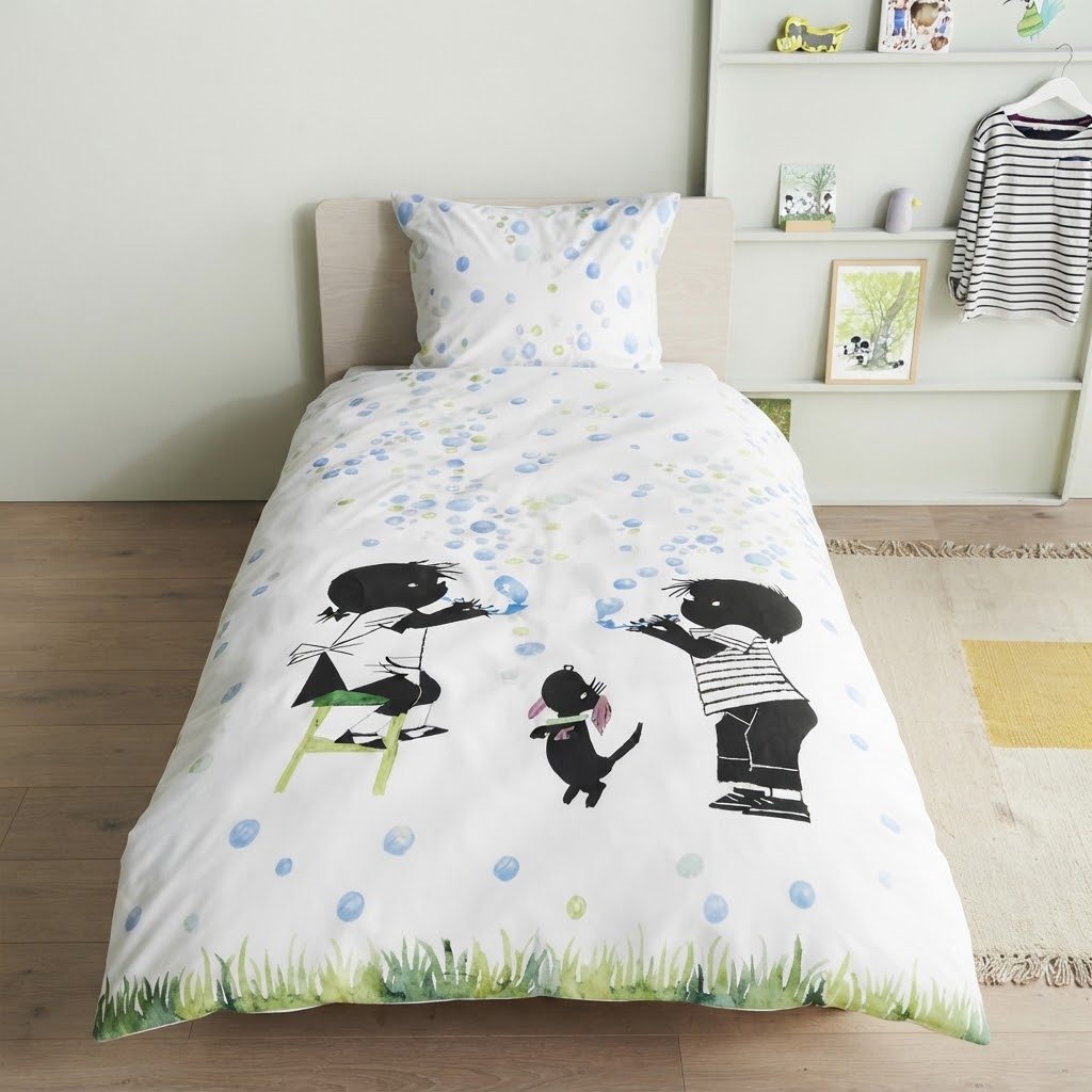 Beddinghouse x Fiep Amsterdam Bellenblazen dekbedovertrek - Blauw Groen - Afbeelding 2