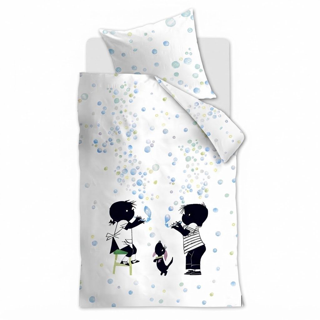 Beddinghouse x Fiep Amsterdam Bellenblazen dekbedovertrek - Blauw Groen