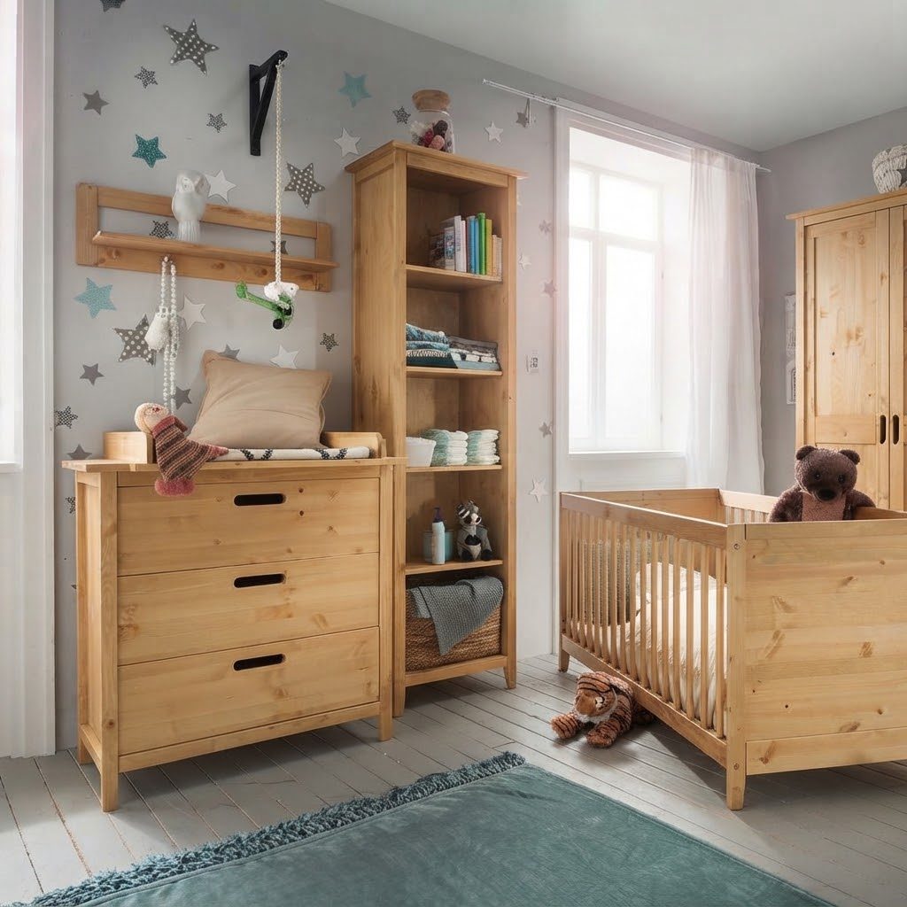 Infanskids Solvita complete babykamer in loog behandeld grenenhout