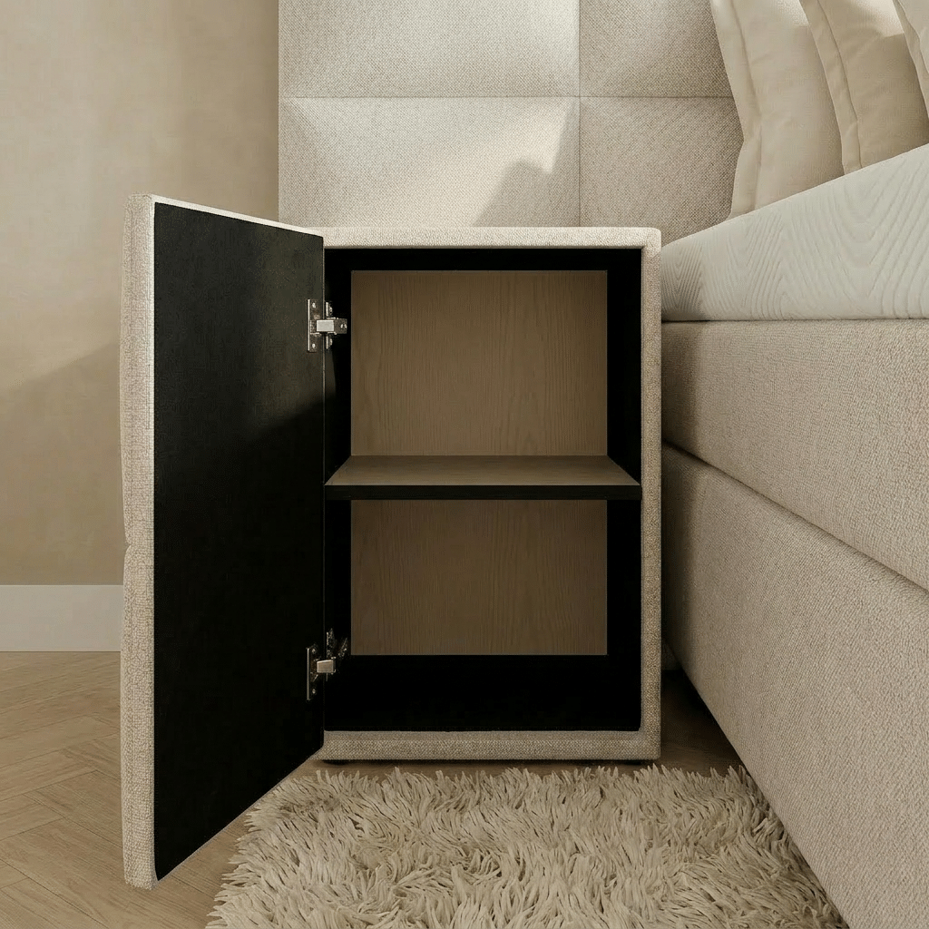 De Van Schaik Lume is verkrijgbaar in verschillende stoffen en kleuren. Bovendien kun je de boxspring samenstellen met verschillende poten en accessoires.