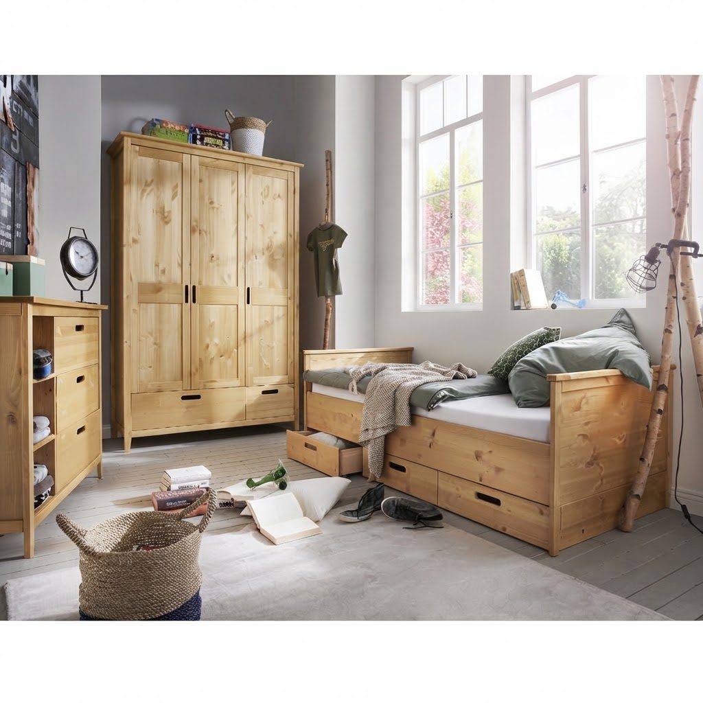 Infanskids Solvita complete kinderkamer in loog behandeld grenenhout