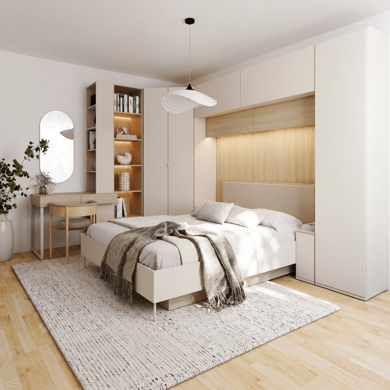 Lenart Charlie opbergbed in champagne en gebleekt eiken